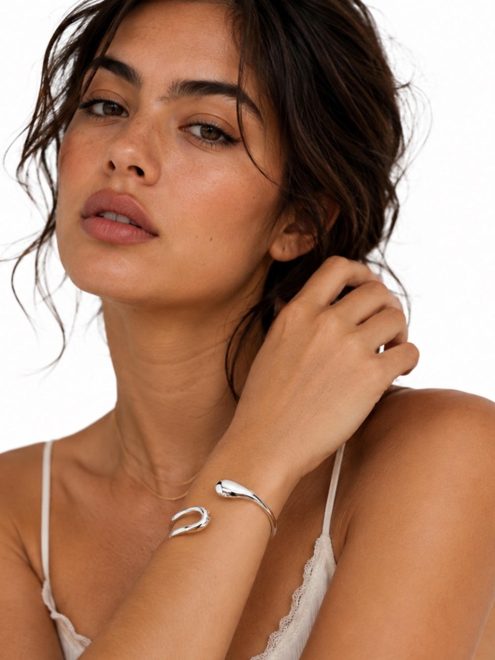 Elegant Silver Open Cuff Teardrop Bracelet - Jewelry